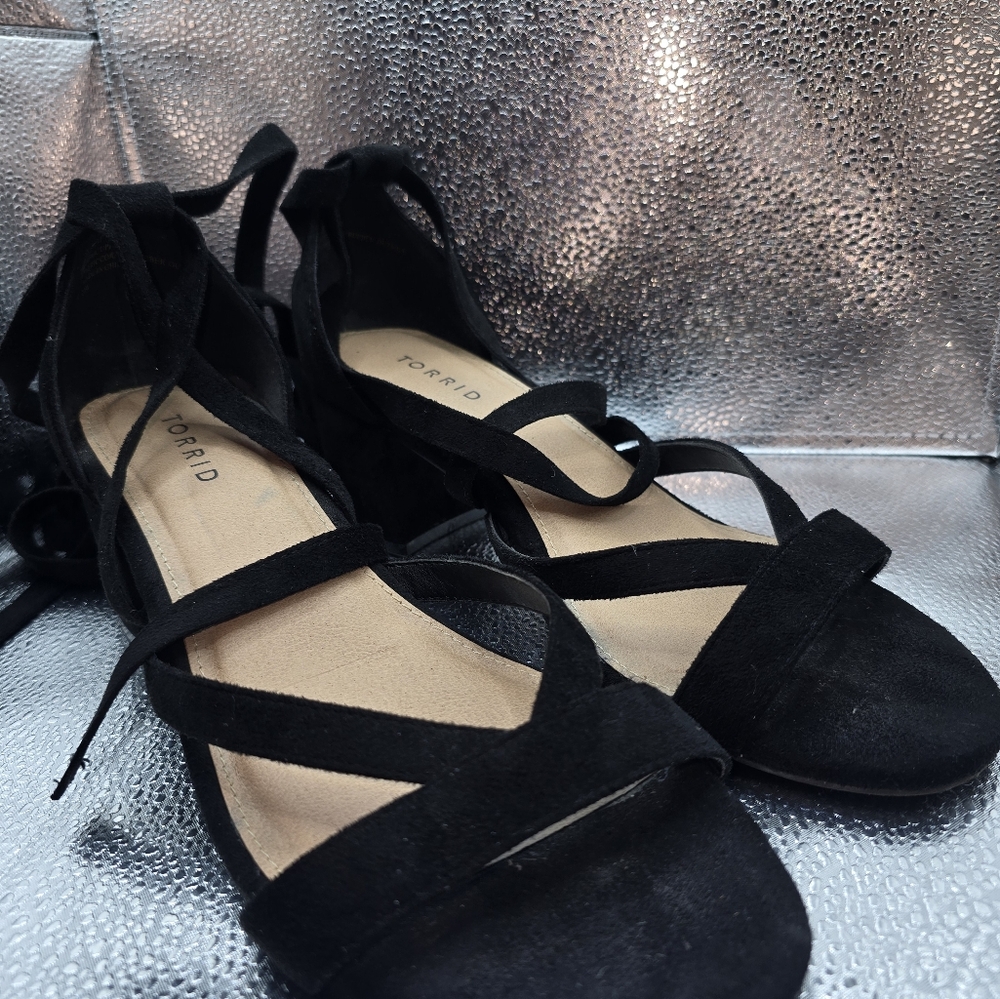 Torrid Ankle Wrap Block Heel Sandals Size 10 Wide… - image 3